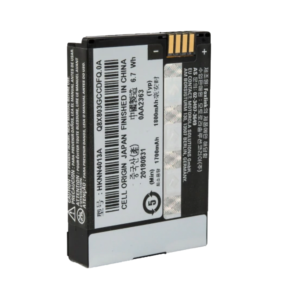 Front view of the Motorola-Accessory-HKNN4013 BT90 Li-ion Battery. This Li-ion battery has a 1800 mAh capacity and is designed to work with all SL7000 series radios.-Radio Depot