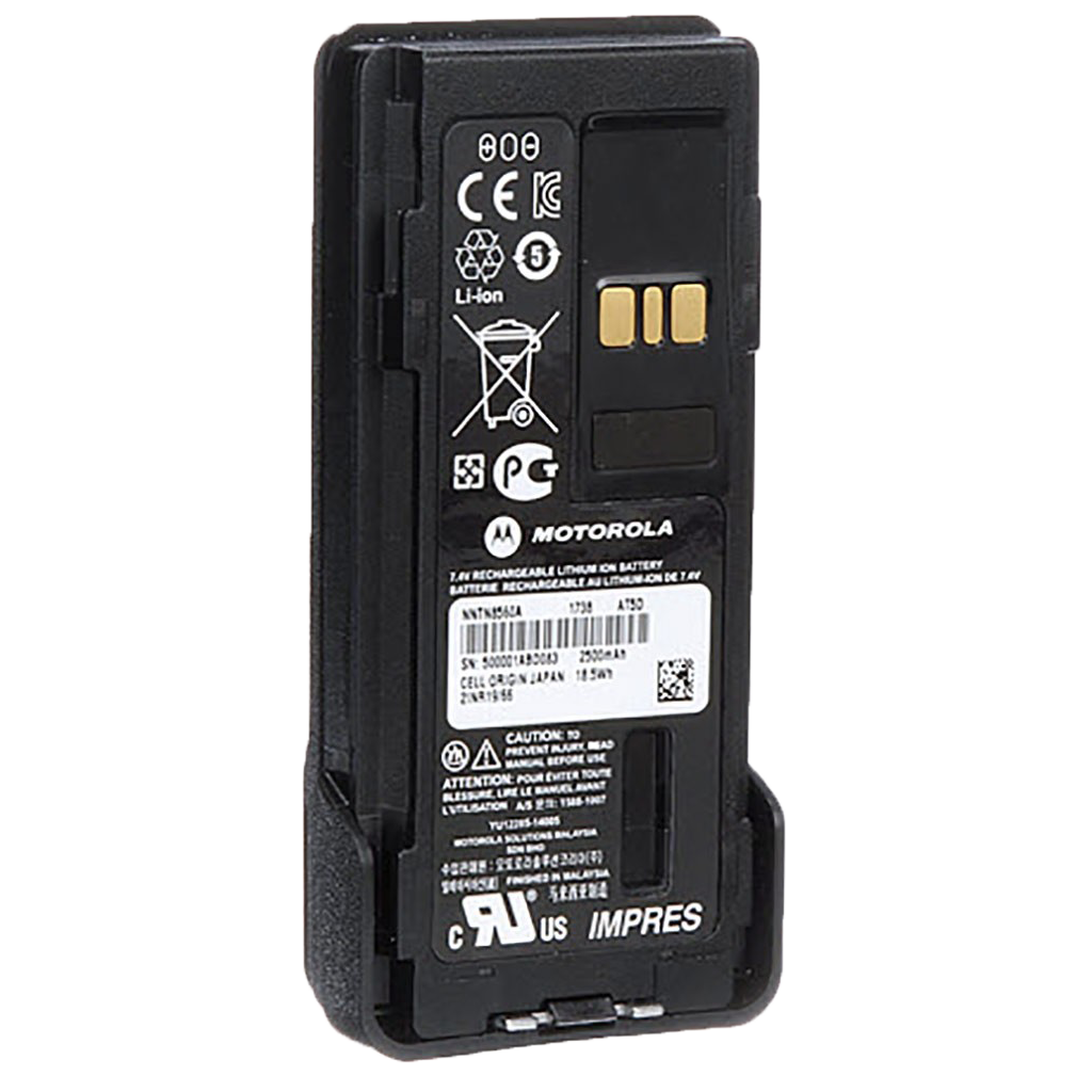 Front view of the Motorola-Accessory-NNTN8560 IMPRES Li-ion Battery, 2500 mAh, Intrinsically Safe, IP57. Fits APX1000, APX3000 and APX4000 radios.-Radio Depot