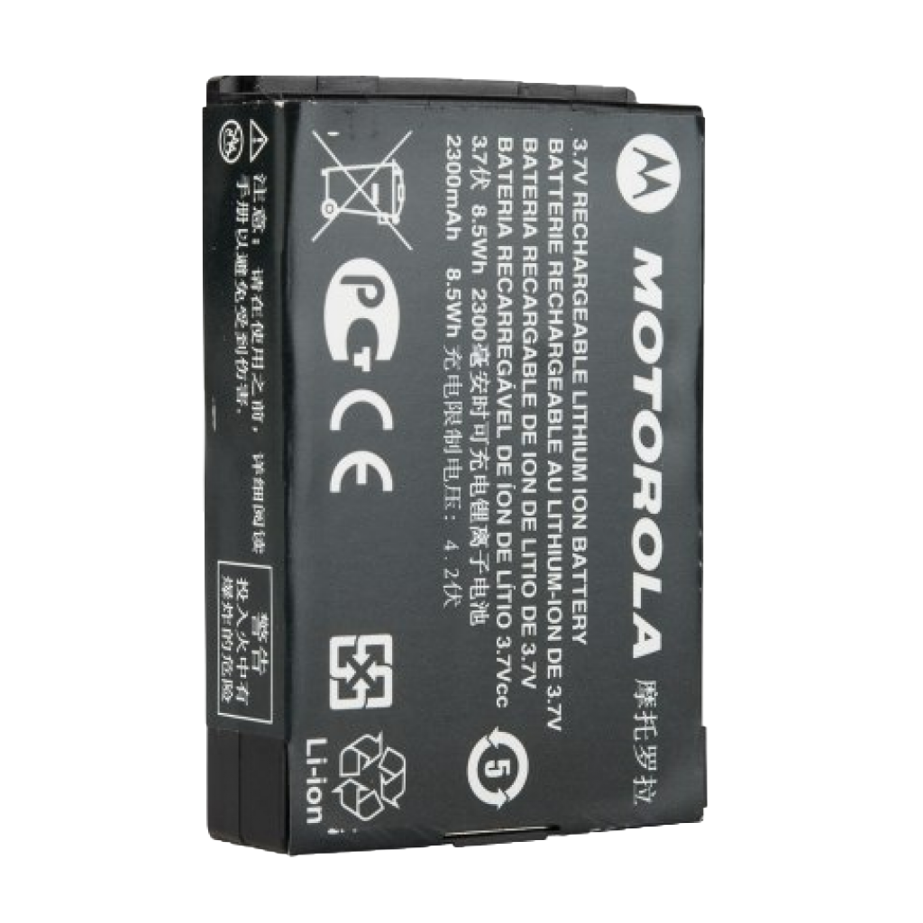 Back view of the Motorola-Accessory-PMNN4468 Li-ion battery with a 2300 mAh capacity. Designed to work with all SL300, SL3500e and SL7000 series radios.-Radio Depot