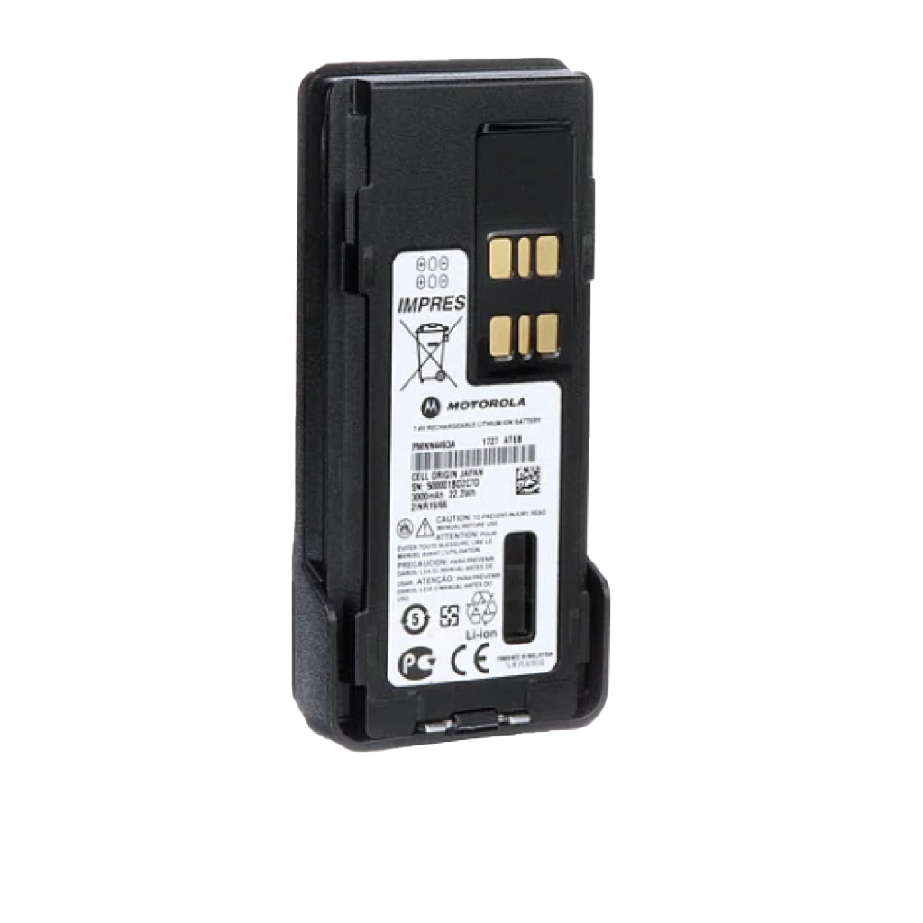 Front view of the Motorola-Accessory-PMNN4493 IMPRES Battery. Designed to fit XPR3000 and XPR7000 series two way radios.