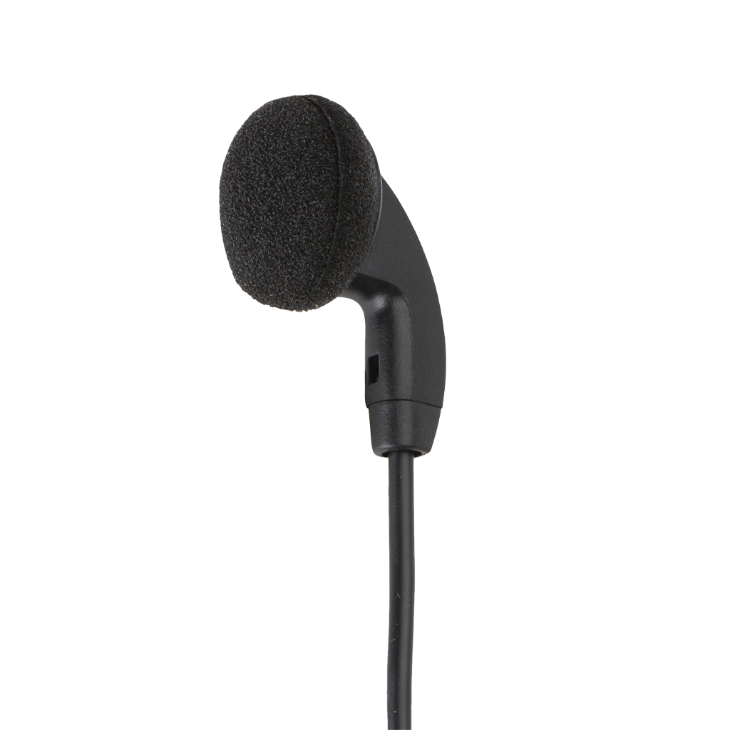 Right side front view of the Motorola AARLN4885 Receive-Only Foam Earbud with 3.5mm plug.
