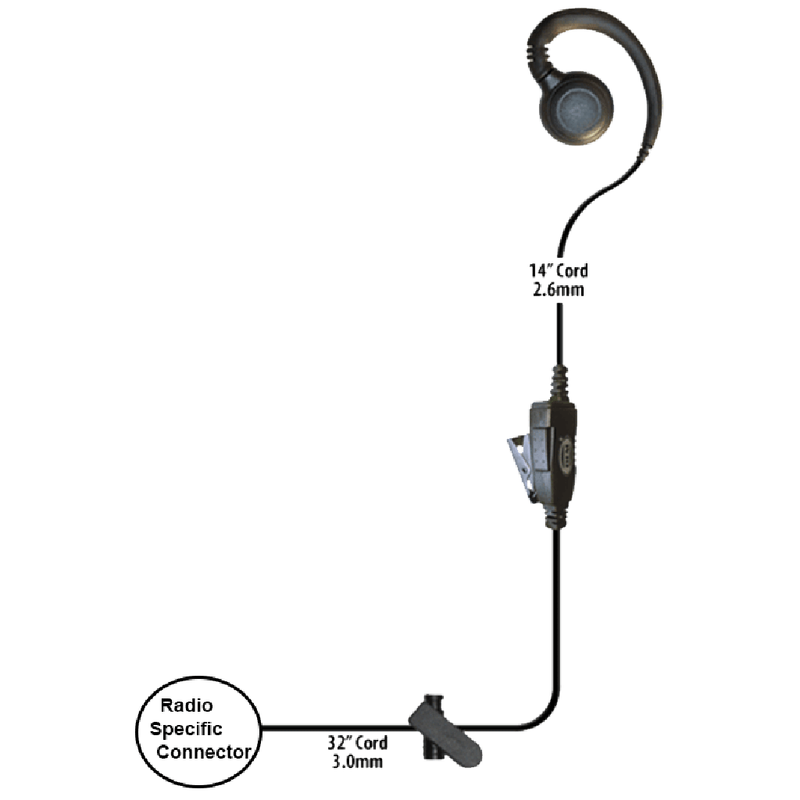 Klein Electronics-Accessory-Curl Earpiece-Klein Electronics Curl 1-Wire Earpiece w/In-Line PTT, Microphone & Clothing Clip The Power of comfort. C-Ring Earloop. Left or Right Ear. Speaker rests on ear for all-day comfort. In-line Microphone with PTT. See Radio Connector Chart Note: You must choose the correct radio connector for this item. Only specific radios are supported. To find the proper connector for your radio, click on the radio connector chart link above.-Radio Depot