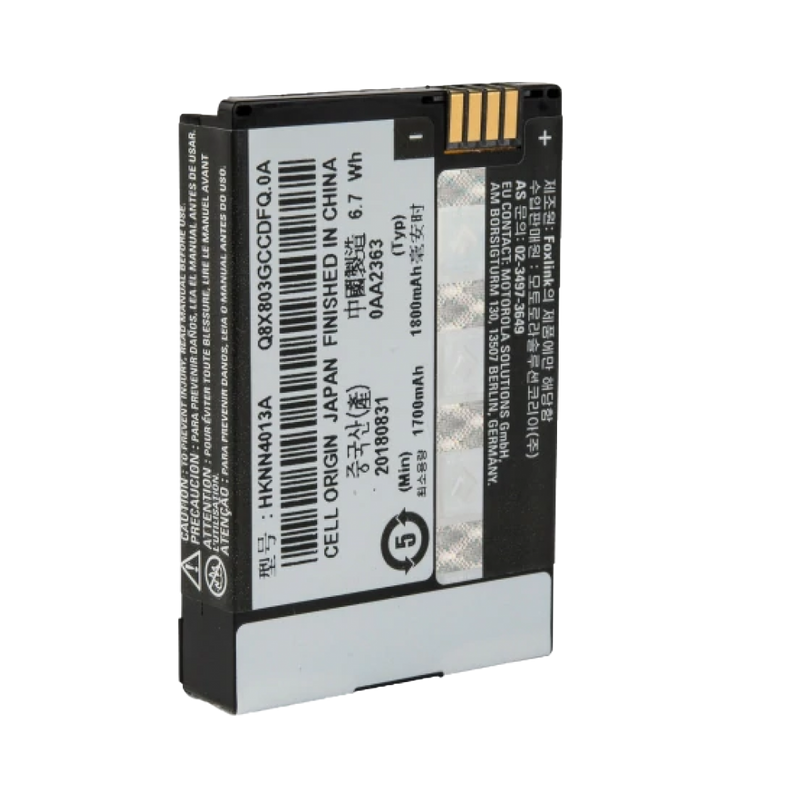 Front view of the Motorola-Accessory-HKNN4013 BT90 Li-ion Battery. This Li-ion battery has a 1800 mAh capacity and is designed to work with all SL7000 series radios.-Radio Depot