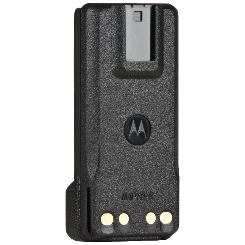 Back view of the Motorola-Accessory-PMNN4448 IMPRES High-Capacity Li-ion Battery, 2800 mAh, IP67. Fits APX900, APX1000, APX3000, APX4000, XPR3300e, XPR3500e, XPR7350e and XPR7550e series radios.-Radio Depot