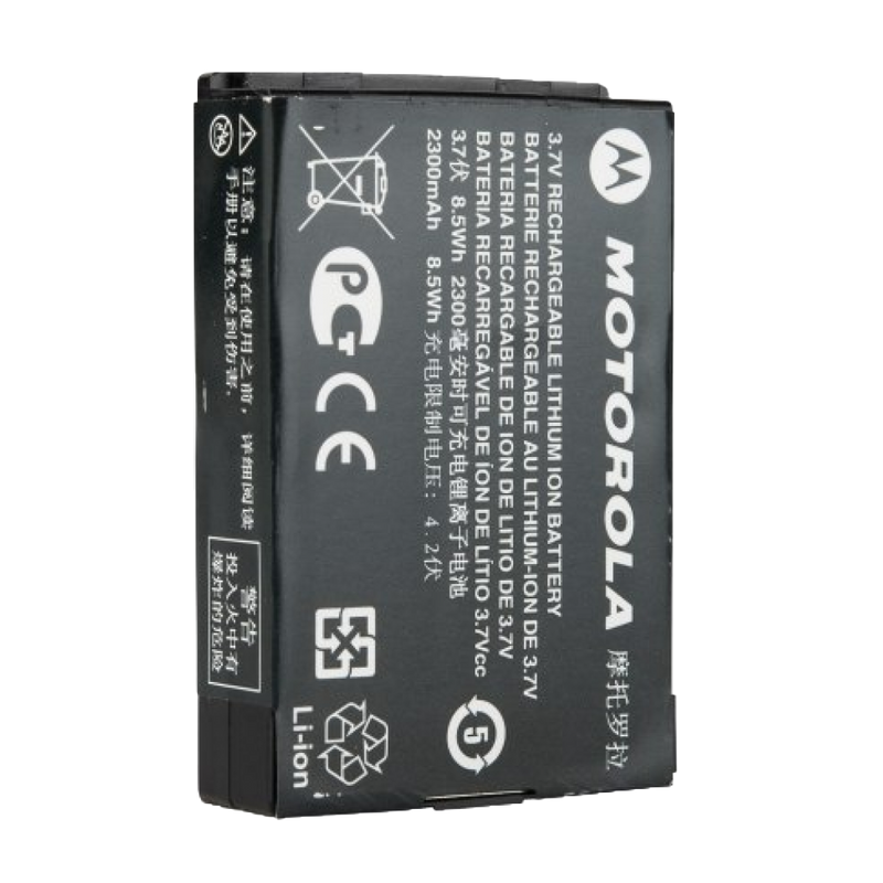 Back view of the Motorola-Accessory-PMNN4468 Li-ion battery with a 2300 mAh capacity. Designed to work with all SL300, SL3500e and SL7000 series radios.-Radio Depot