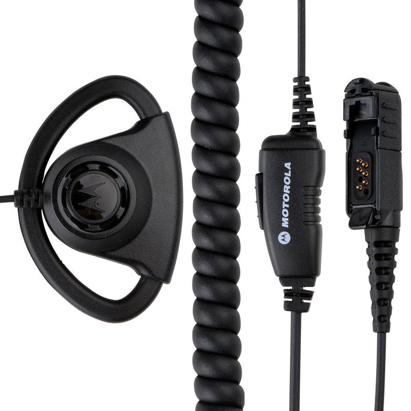 Motorola-Accessory-PMLN6757 Adjustable D-Style Earpiece-Adjustable D-style earpiece with in-line microphone and push-to-talk, black-Radio Depot