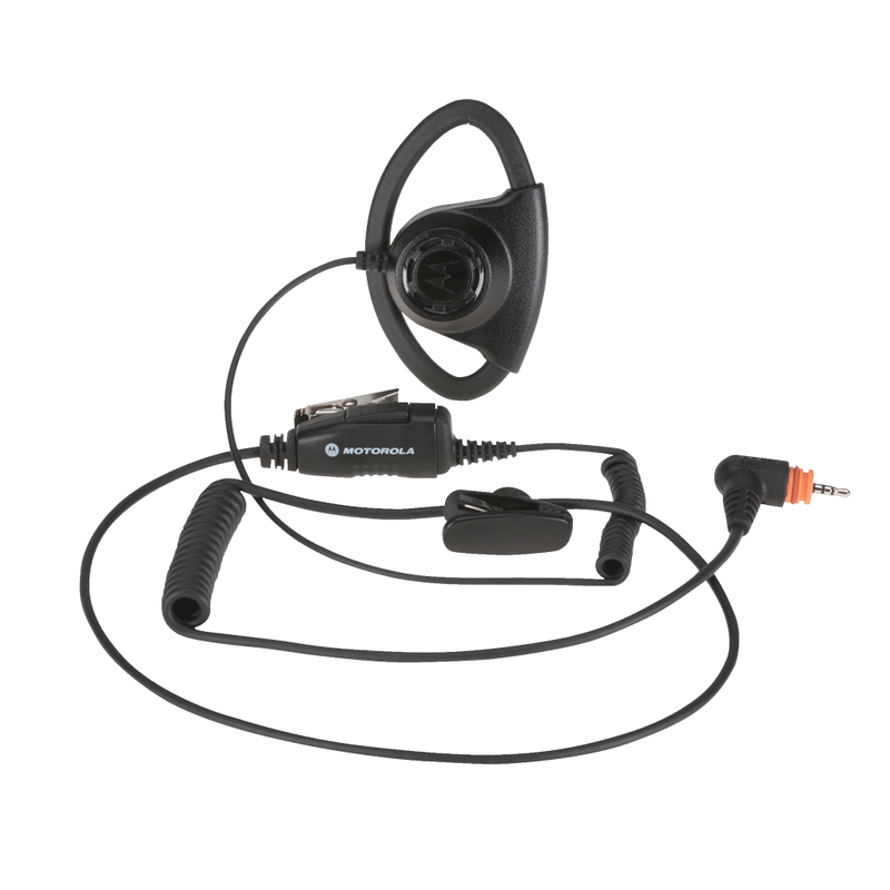 Motorola-Accessory-PMLN7159 Adjustable D-Style Earpiece-Adjustable D-style earpiece with in-line microphone and push-to-talk, black-Radio Depot