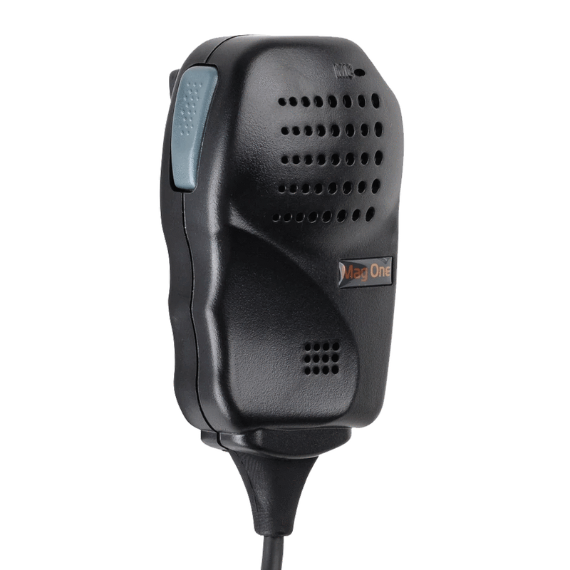 View from the left of the water-resistant Motorola PMMN4008 Remote Speaker Microphone (RSM). 