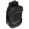 Front view of the Motorola RLN6562 Operations Critical Bluetooth Remote Speaker Microphone (RSM) displayed here in the included belt clip holster.