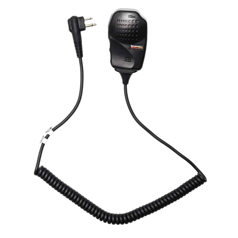 Full kit view of the compact, water-resistant Motorola PMMN4008 Remote Speaker Microphone (RSM).