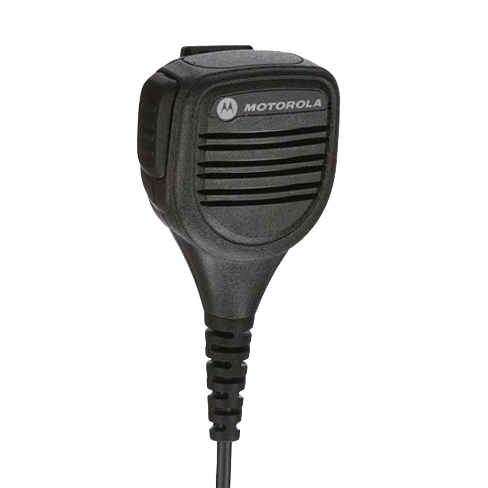 Front view of the Motorola PMMN4029 Remote Speaker Microphone (RSM). This unit is IP57 rated and UL approved (intrinsically safe).