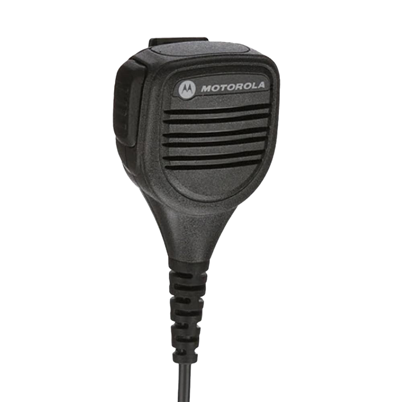 Front view of the Motorola PMMN4029 Remote Speaker Microphone (RSM). This unit is IP57 rated and UL approved (intrinsically safe).